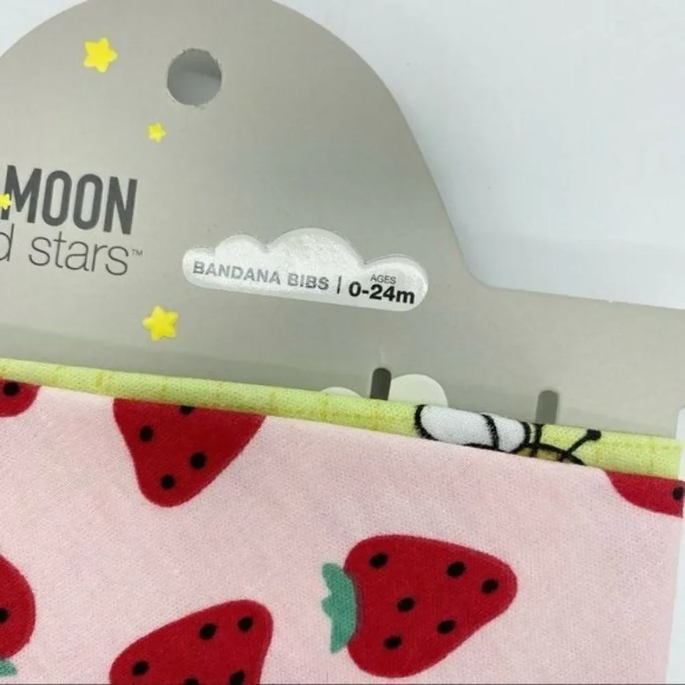 Moon & Stars Baby Bib, Headband and Socks Set New Strawberry, Butterfly, Bee